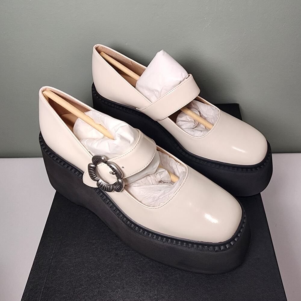 NIB Coach CBP04 Women's Tea Rose Platform Mary Jane Flats Chalk Sz. 7 B - Picture 5 of 7